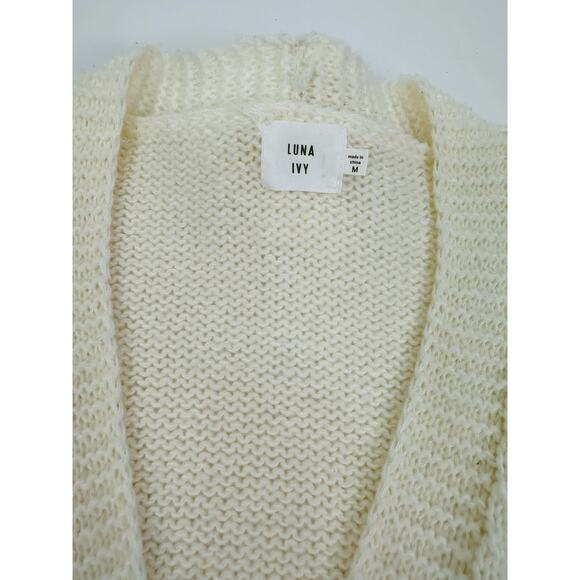 Luna Ivy Ivory Rose Crochet Cardigan Sweater Womens Medium - Picture 5 of 9